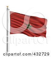 Royalty Free RF Clipart Illustration Of A 3d Flag Of Morocco Waving On A Pole