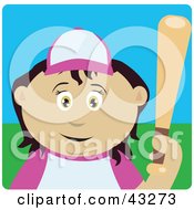 Clipart Illustration Of A Mexican Girl Batting During A Baseball Game