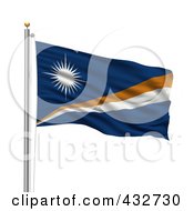 Poster, Art Print Of 3d Flag Of The Marshall Islands Waving On A Pole