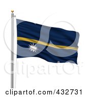 Poster, Art Print Of 3d Flag Of Nauru Waving On A Pole