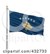 Poster, Art Print Of 3d Flag Of Kosovo Waving On A Pole