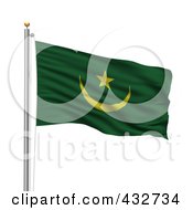 Poster, Art Print Of 3d Flag Of Mauritania Waving On A Pole