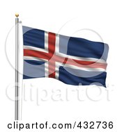 Royalty Free RF Clipart Illustration Of A 3d Flag Of Iceland Waving On A Pole