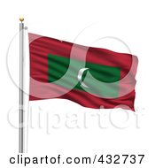 Royalty Free RF Clipart Illustration Of A 3d Flag Of The Maldives Waving On A Pole