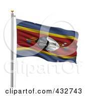 Poster, Art Print Of The Flag Of Swaziland Waving On A Pole