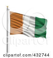 Royalty Free RF Clipart Illustration Of A 3d Flag Of The Ivory Coast Waving On A Pole
