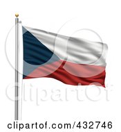 Royalty Free RF Clipart Illustration Of The Flag Of The Czech Republic Waving On A Pole by stockillustrations