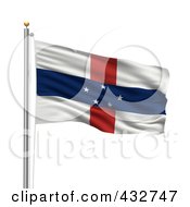Royalty Free RF Clipart Illustration Of A 3d Flag Of Netherlands Antilles Waving On A Pole