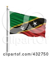 Poster, Art Print Of The Flag Of Saint Kitts And Nevis Waving On A Pole