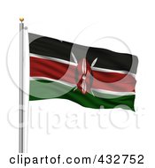 Poster, Art Print Of 3d Flag Of Kenya Waving On A Pole