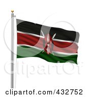 Royalty Free RF Clipart Illustration Of A 3d Flag Of Kenya Waving On A Pole