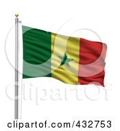 Royalty Free RF Clipart Illustration Of The Flag Of Senegal Waving On A Pole