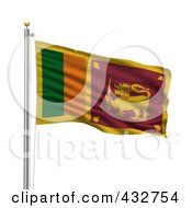 The Flag Of Sri Lanka Waving On A Pole