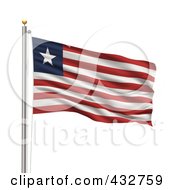 Poster, Art Print Of 3d Flag Of Liberia Waving On A Pole