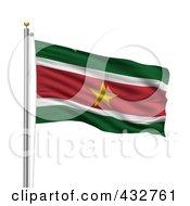Royalty Free RF Clipart Illustration Of The Flag Of Suriname Waving On A Pole