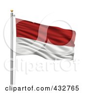 Royalty Free RF Clipart Illustration Of A 3d Flag Of Monaco Waving On A Pole