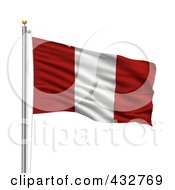 Poster, Art Print Of 3d Flag Of Peru Waving On A Pole