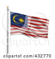 Royalty Free RF Clip Art Illustration Of A 3d Flag Of Malaysia Waving On A Pole