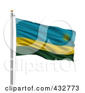 Royalty Free RF Clipart Illustration Of The Flag Of Rwanda Waving On A Pole