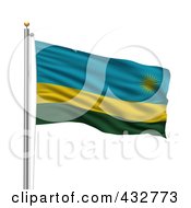 Poster, Art Print Of The Flag Of Rwanda Waving On A Pole