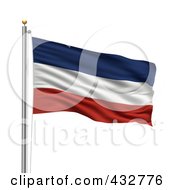 Royalty Free RF Clipart Illustration Of The Flag Of Serbia And Montenegro Waving On A Pole