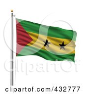 Poster, Art Print Of The Flag Of Sao Tome Principe Waving On A Pole