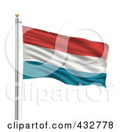 Royalty Free RF Clipart Illustration Of A 3d Flag Of Luxembourg Waving On A Pole