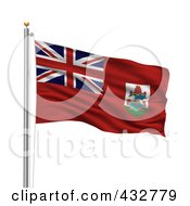 Royalty Free RF Clipart Illustration Of The Flag Of Bermuda Waving On A Pole