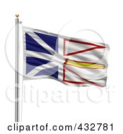 Poster, Art Print Of 3d Flag Of Newfoundland And Labrador Waving On A Pole