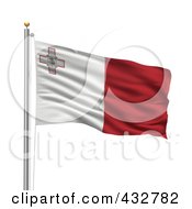 Poster, Art Print Of 3d Flag Of Malta Waving On A Pole