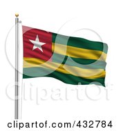 Royalty Free RF Clipart Illustration Of The Flag Of Togo Waving On A Pole