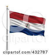 Royalty Free RF Clipart Illustration Of A 3d Flag Of Paraguay Waving On A Pole