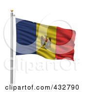 Royalty Free RF Clipart Illustration Of A 3d Flag Of Moldavia Waving On A Pole