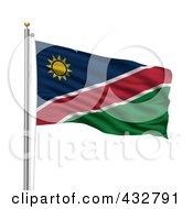 Poster, Art Print Of 3d Flag Of Namibia Waving On A Pole