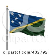 Royalty Free RF Clipart Illustration Of The Flag Of Solomon Islands Waving On A Pole