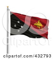 Poster, Art Print Of 3d Flag Of Papua New Guinea Waving On A Pole