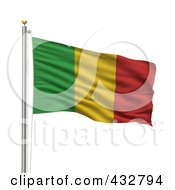 Poster, Art Print Of 3d Flag Of Mali Waving On A Pole