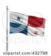 Royalty Free RF Clipart Illustration Of A 3d Flag Of Panama Waving On A Pole