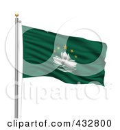 Poster, Art Print Of 3d Flag Of Macau Waving On A Pole