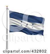 Poster, Art Print Of 3d Flag Of Honduras Waving On A Pole