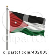 Poster, Art Print Of 3d Flag Of Jordan Waving On A Pole