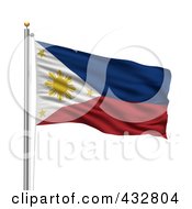 Royalty Free RF Clipart Illustration Of A 3d Flag Of Philippines Waving On A Pole
