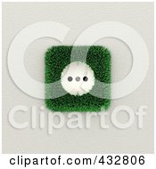 3d European Electrical Socket With Grass On A White Wall
