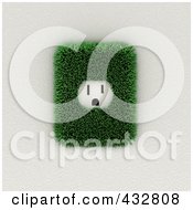 Poster, Art Print Of 3d American Electrical Socket With Grass On A White Wall