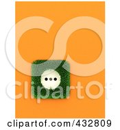 Poster, Art Print Of 3d European Electrical Socket With Grass On An Orange Wall