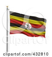 Royalty Free RF Clipart Illustration Of The Flag Of Uganda Waving On A Pole