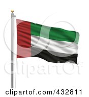 The Flag Of United Arab Emirates Waving On A Pole