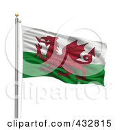 Royalty Free RF Clipart Illustration Of The Flag Of Wales Waving On A Pole