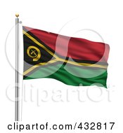 Royalty Free RF Clipart Illustration Of The Flag Of Vanuatu Waving On A Pole