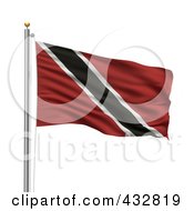 Royalty Free RF Clip Art Illustration Of The Flag Of Trinidad And Tobago Waving On A Pole